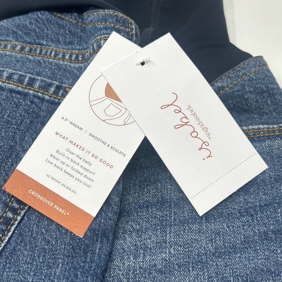 NWT! Isabel Maternity Midi Full Cross-Over Panel Jean Shorts - Size 4 - Picture 6 of 7